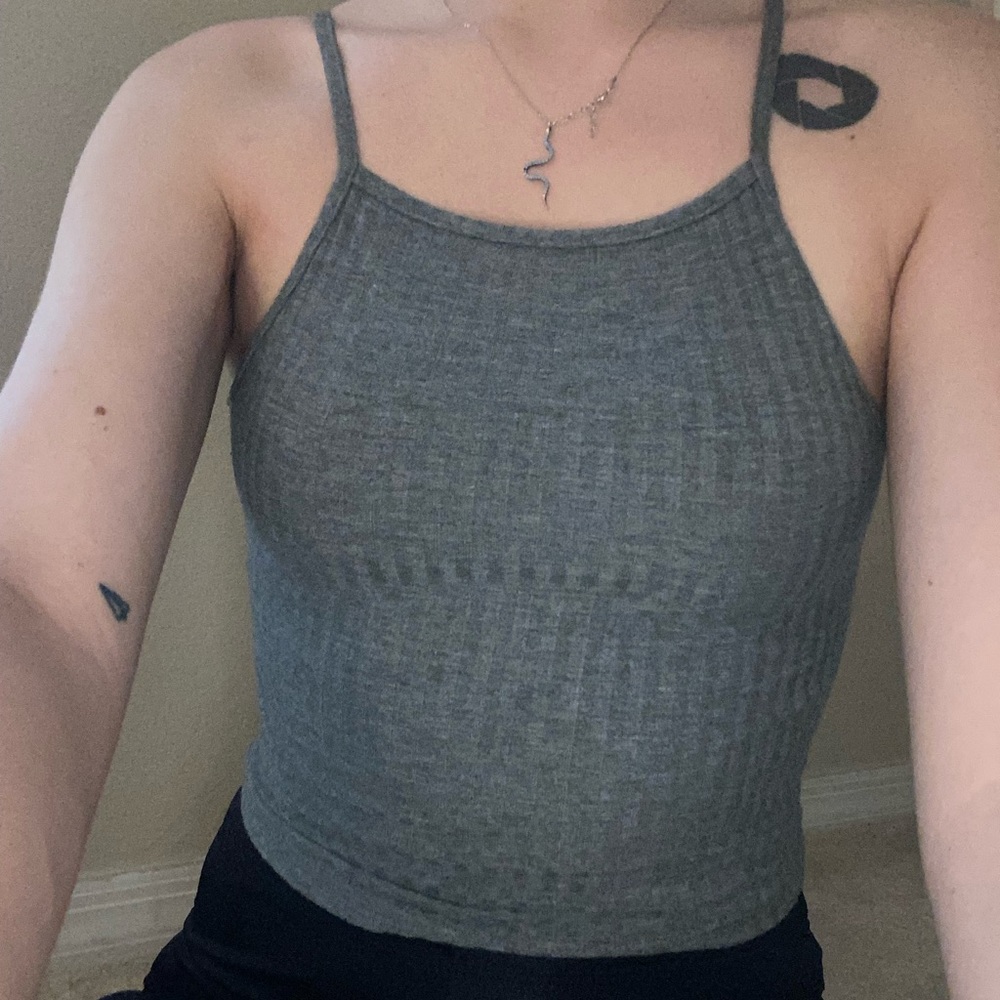 Gray cute crop top